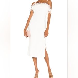 Elliatt Harley feather midi white dress sz M